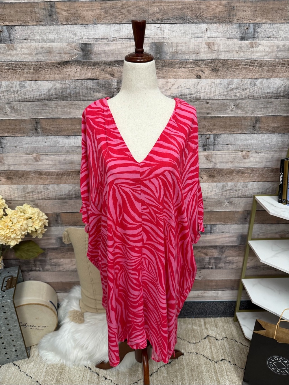 H&M Pink and Hot Pink Zebra-Print Swim Coverup Tunic
